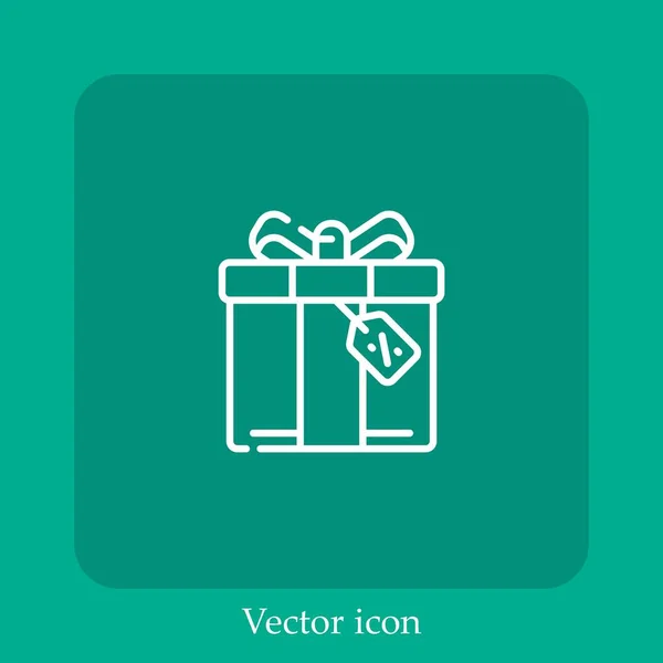 Icona Del Vettore Regalo Icon Line Lineare Con Colpo Modificabile — Vettoriale Stock