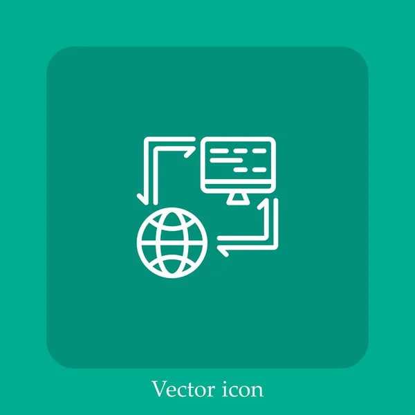 Ícone Vetor Rede Global Linear Icon Line Com Curso Editável — Vetor de Stock