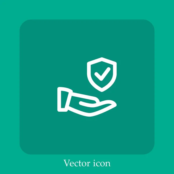 Ícone Vetor Mão Linear Icon Line Com Curso Editável — Vetor de Stock