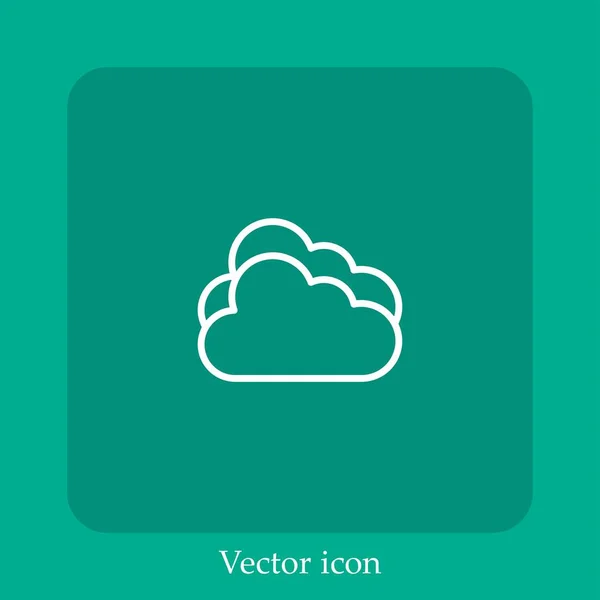 Icono Vector Nublado Icon Line Lineal Con Carrera Editable — Vector de stock