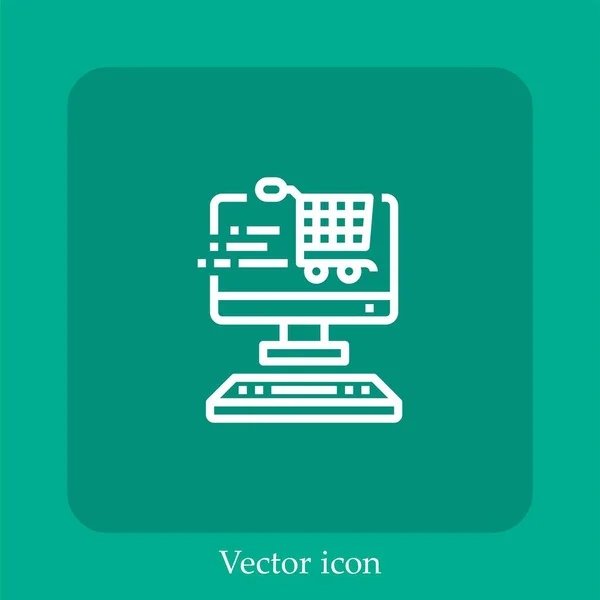 Computer Vector Icon Linear Icon Line Editable Stroke — Stock Vector