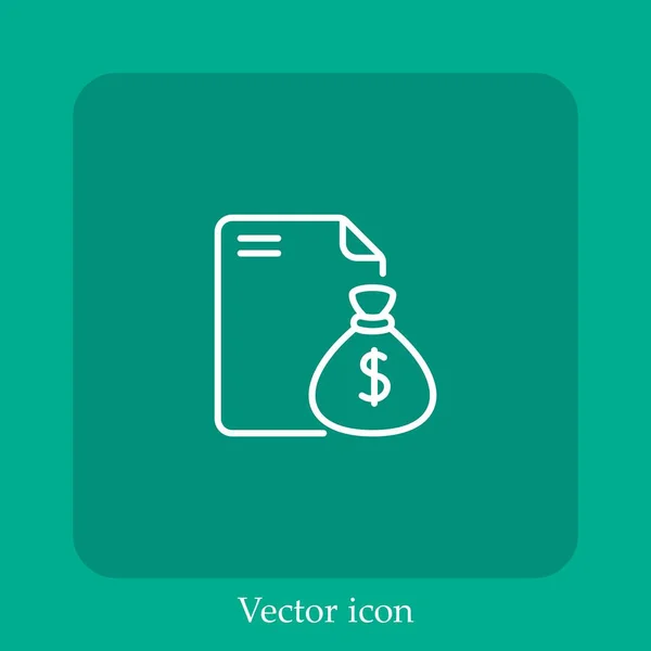 Icône Vectorielle Coût Icône Linéaire Ligne Avec Course Modifiable — Image vectorielle