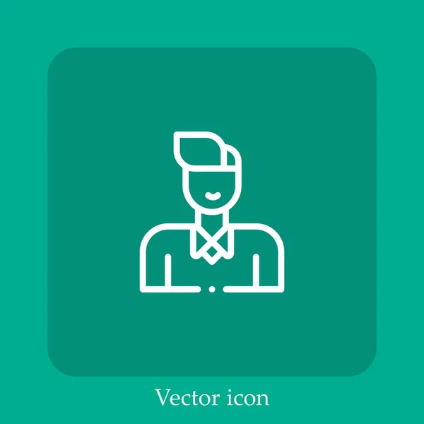 Employee Vector Icon Linear Icon Line Editable Stroke — Stock Vector