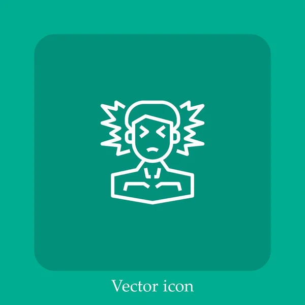 Icono Vector Dolor Cabeza Icon Line Lineal Con Carrera Editable — Vector de stock