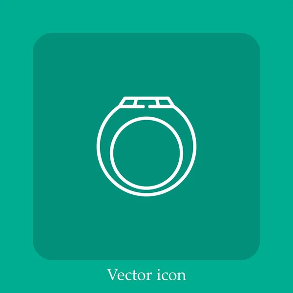 Icône Vectorielle Anneau Icône Linéaire Ligne Avec Course Modifiable — Image vectorielle
