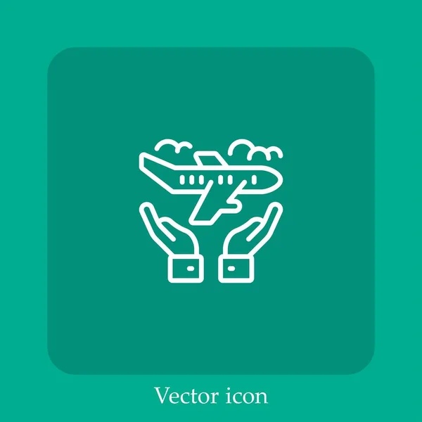 Ícone Vetor Seguro Viagem Linear Icon Line Com Curso Editável — Vetor de Stock