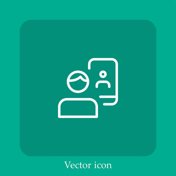 Vídeo Chamando Ícone Vetor Linear Icon Line Com Curso Editável — Vetor de Stock