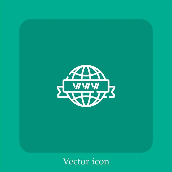 Icône Vectorielle Web Mondiale Icône Linéaire Ligne Avec Course Modifiable — Image vectorielle