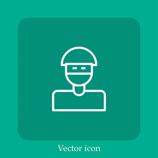 Icono Vector Protección Facial Icon Line Lineal Con Carrera Editable — Vector de stock