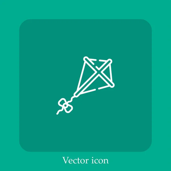Icône Vectorielle Cerf Volant Icône Linéaire Ligne Avec Course Modifiable — Image vectorielle