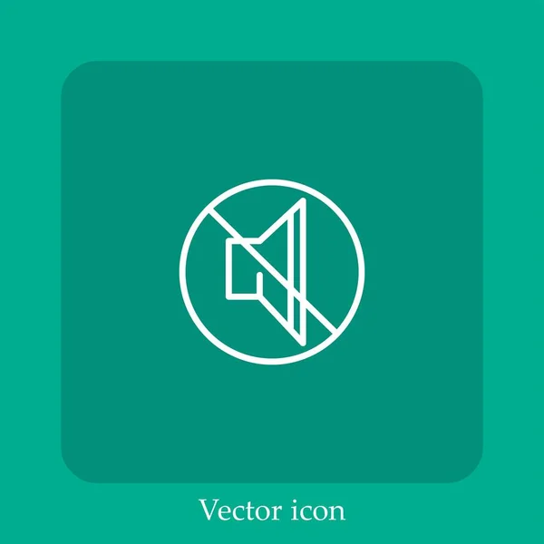 Mute Vector Icono Lineal Icon Line Con Carrera Editable — Vector de stock