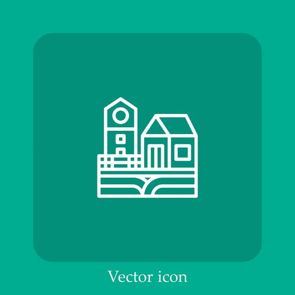 Farm Vetor Ícone Linear Icon Line Com Curso Editável — Vetor de Stock