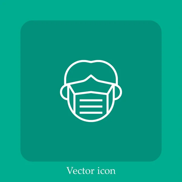 Icono Vector Protección Facial Icon Line Lineal Con Carrera Editable — Vector de stock