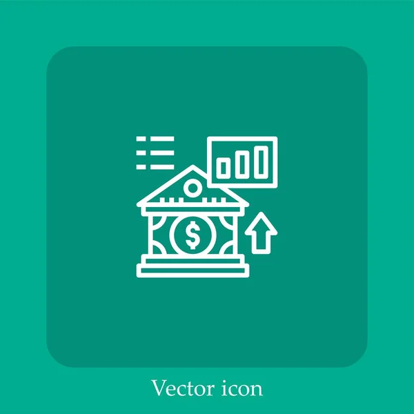 Icono Vector Banca Internet Icon Line Lineal Con Trazo Editable — Vector de stock