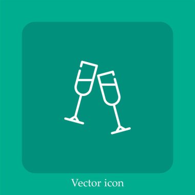 Şampanya vektörü simgesi doğrusal simgesi. Düzenlenebilir vuruş çizgisi