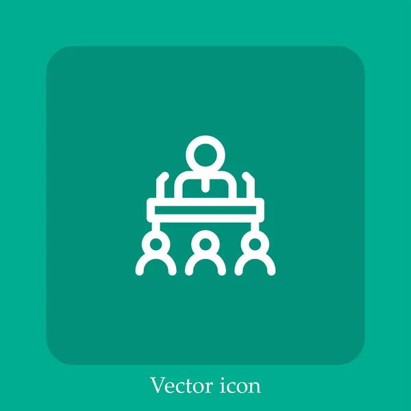 Ícone Vetor Apresentação Linear Icon Line Com Curso Editável — Vetor de Stock