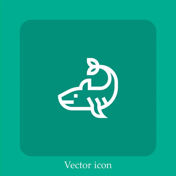 Icono Vector Tiburón Icon Line Lineal Con Carrera Editable — Vector de stock