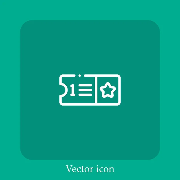 Ticket Vector Icon Linear Icon Line Editable Stroke — Stock Vector