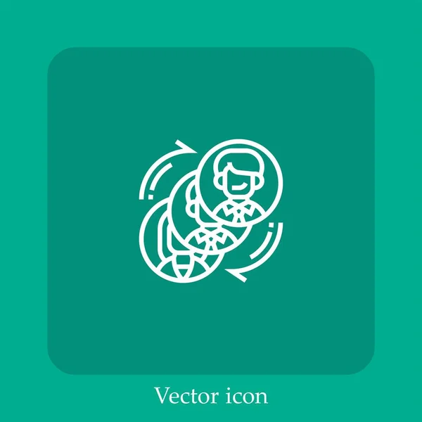 Icône Vectorielle Rotation Icône Linéaire Ligne Avec Course Modifiable — Image vectorielle