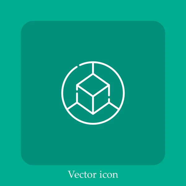 Icono Vector Cubo Icon Line Lineal Con Carrera Editable — Vector de stock