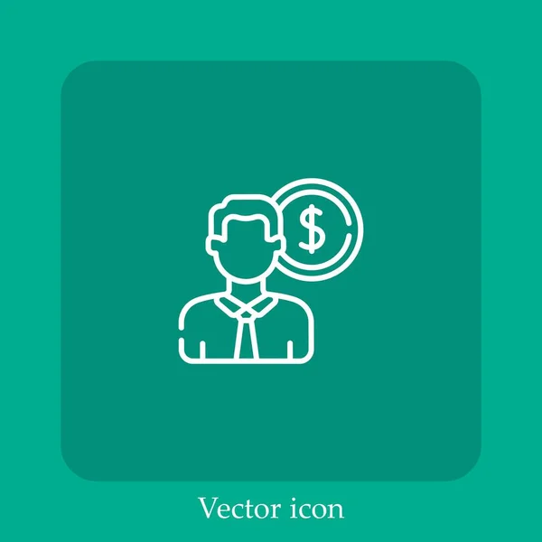 Ícone Vetorial Homem Negócios Linear Icon Line Com Curso Editável —  Vetores de Stock