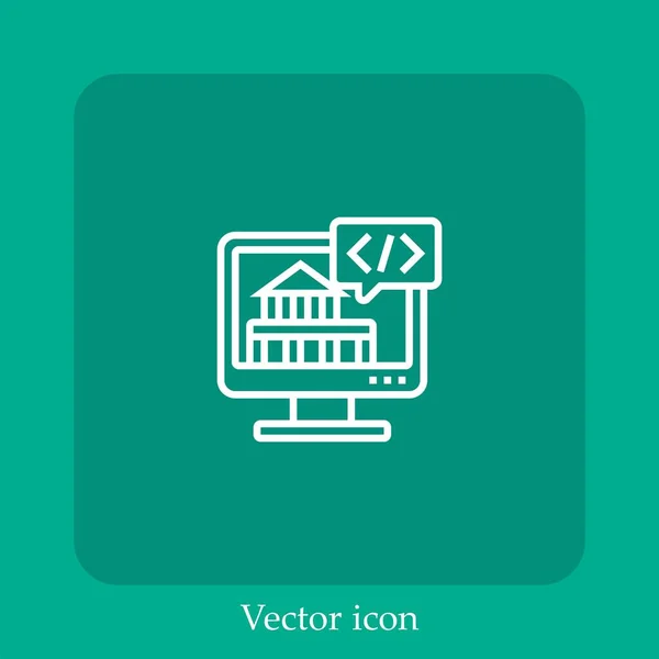 Services Numériques Icône Vectorielle Icône Linéaire Ligne Avec Course Modifiable — Image vectorielle