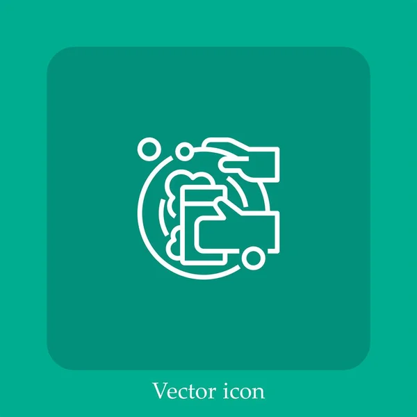 Ícone Vetor Lavagem Pratos Linear Icon Line Com Curso Editável — Vetor de Stock