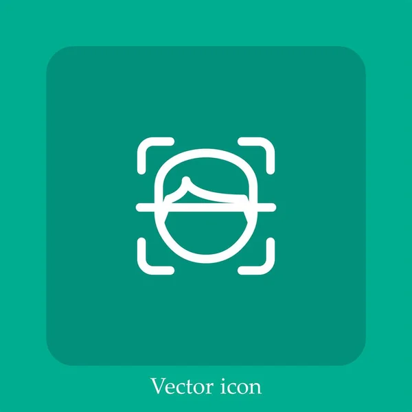 Icono Vector Exploración Facial Icono Lineal Línea Con Carrera Editable — Vector de stock