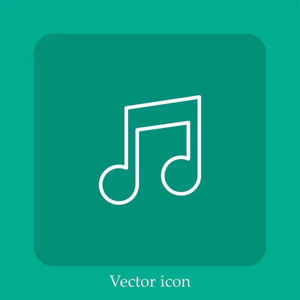 Ícone Vetor Nota Musical Linear Icon Line Com Curso Editável — Vetor de Stock