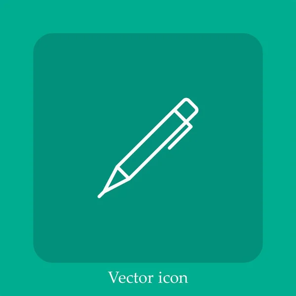 Ícone Vetor Caneta Linear Icon Line Com Curso Editável — Vetor de Stock