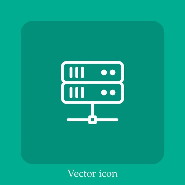 Icono Del Vector Del Servidor Icon Line Lineal Con Carrera — Vector de stock