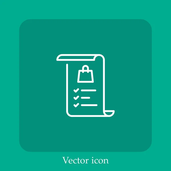 Lista Compras Icono Vectorial Icon Line Lineal Con Carrera Editable — Vector de stock