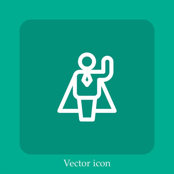 Icône Vectorielle Super Héros Icône Linéaire Ligne Avec Course Modifiable — Image vectorielle