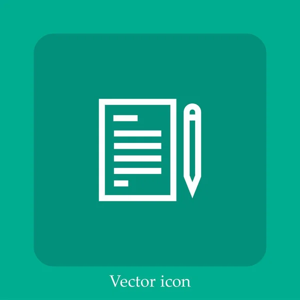 Escrevendo Ícone Vetorial Linear Icon Line Com Curso Editável — Vetor de Stock