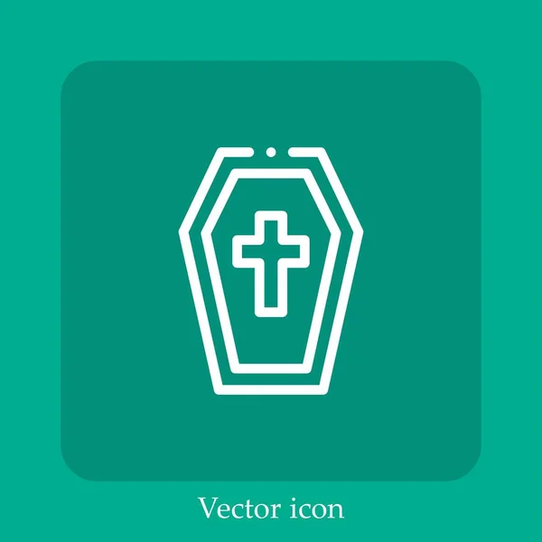 Ataúd Icono Vector Icon Line Lineal Con Carrera Editable — Vector de stock