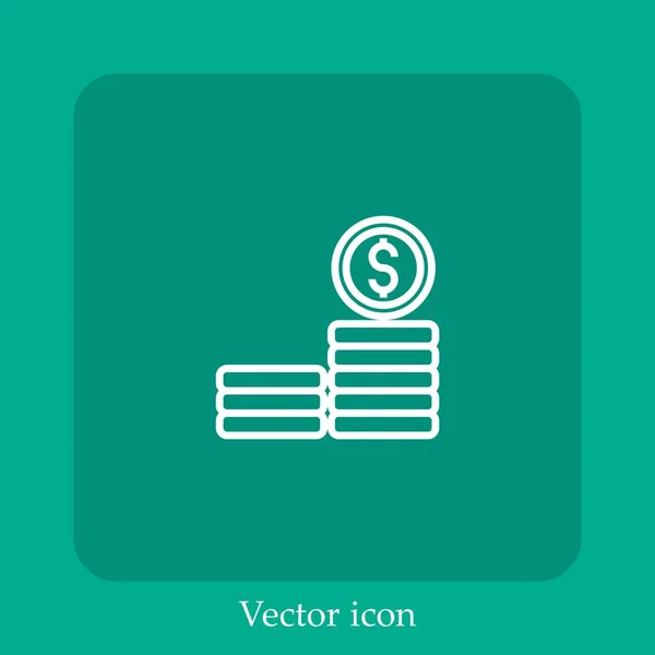 Icono Vector Moneda Icon Line Lineal Con Carrera Editable — Vector de stock