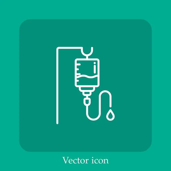 Intravenous Saline Drip Vector Icon Linear Icon Line Editable Stroke — Stock Vector