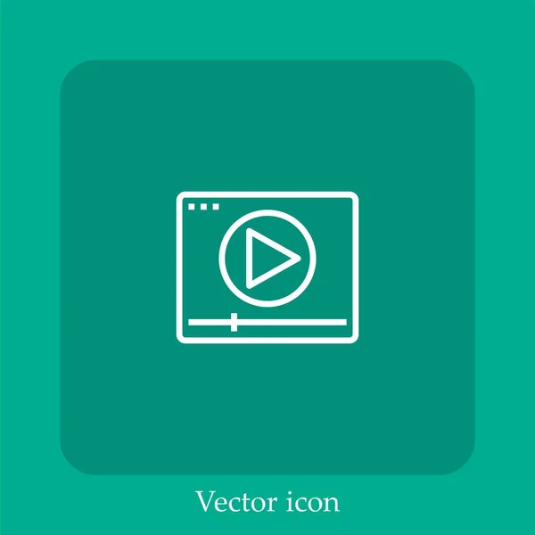 Icône Vectorielle Lecteur Film Icône Linéaire Ligne Avec Trait Modifiable — Image vectorielle