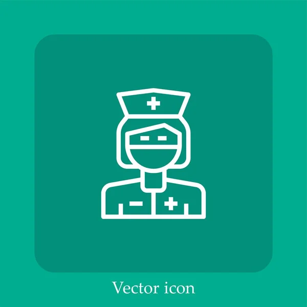 Krankenschwester Vektor Symbol Lineare Icon Line Mit Editierbarem Strich — Stockvektor