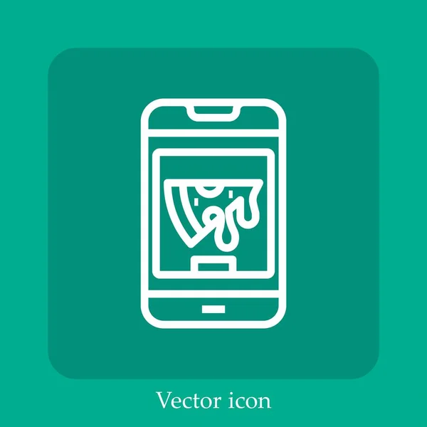 Ícone Vetor Pizza Linear Icon Line Com Curso Editável — Vetor de Stock