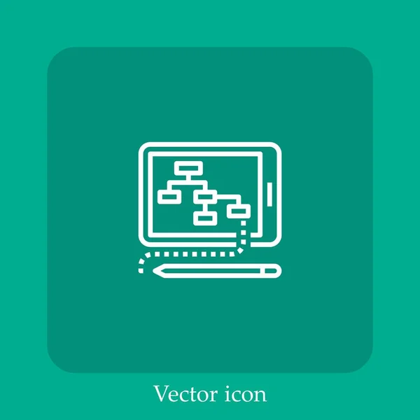 Icône Vectorielle Planification Icône Linéaire Ligne Avec Course Modifiable — Image vectorielle