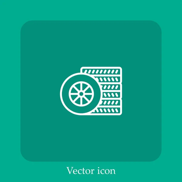 Icona Vettoriale Pneumatico Icon Line Lineare Con Corsa Modificabile — Vettoriale Stock