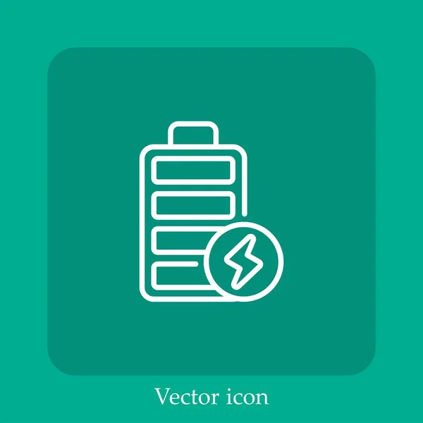 Icône Vectorielle Batterie Icône Linéaire Ligne Avec Course Modifiable — Image vectorielle