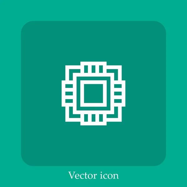 Ícone Vetorial Cpu Linear Icon Line Com Curso Editável — Vetor de Stock
