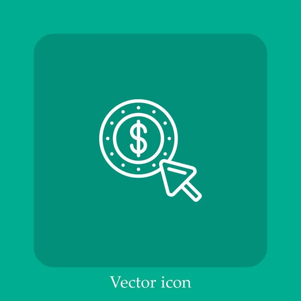 Ícone Vetor Dólar Linear Icon Line Com Curso Editável — Vetor de Stock