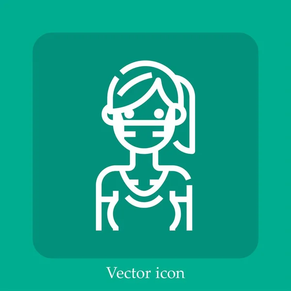 Ícone Vetor Máscara Facial Icon Line Linear Com Curso Editável — Vetor de Stock