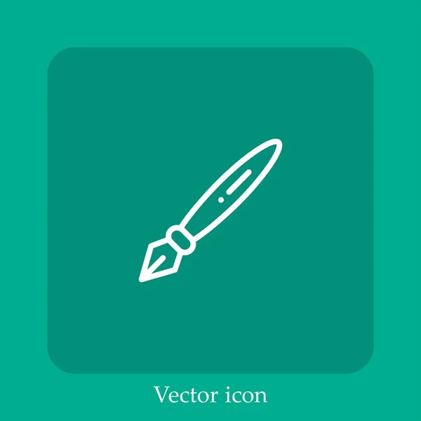 Fontain Pen Vector Icon Linear Icon Line Editable Stroke — стоковый вектор