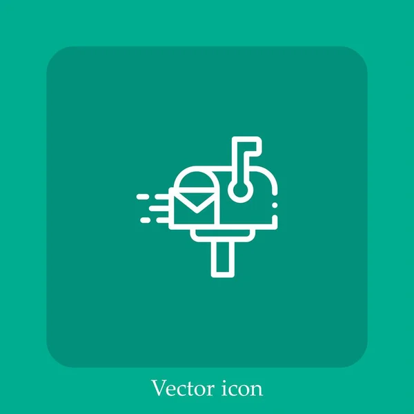 Ícone Vetor Caixa Correio Linear Icon Line Com Curso Editável — Vetor de Stock