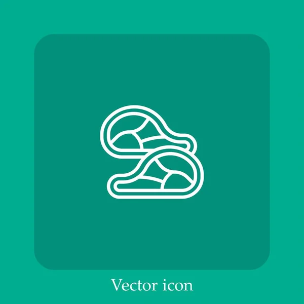 Icono Vector Carne Icon Line Lineal Con Carrera Editable — Vector de stock