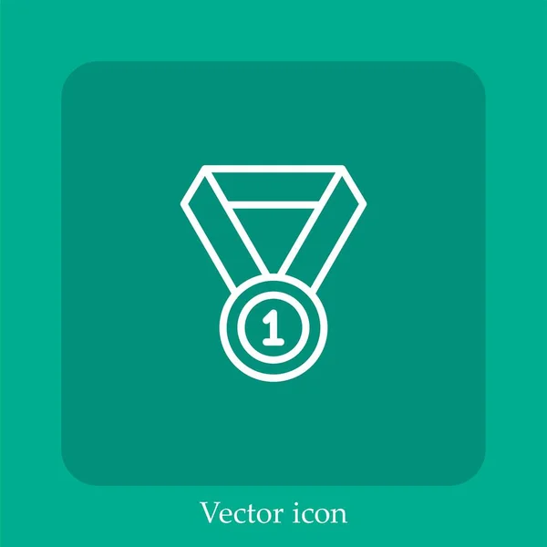 Ícone Vetorial Medalha Linear Icon Line Com Curso Editável — Vetor de Stock